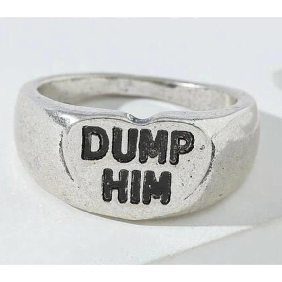 Fun Dump Him Silver Ring Antique Silver Size 7 - Picture 6 of 7